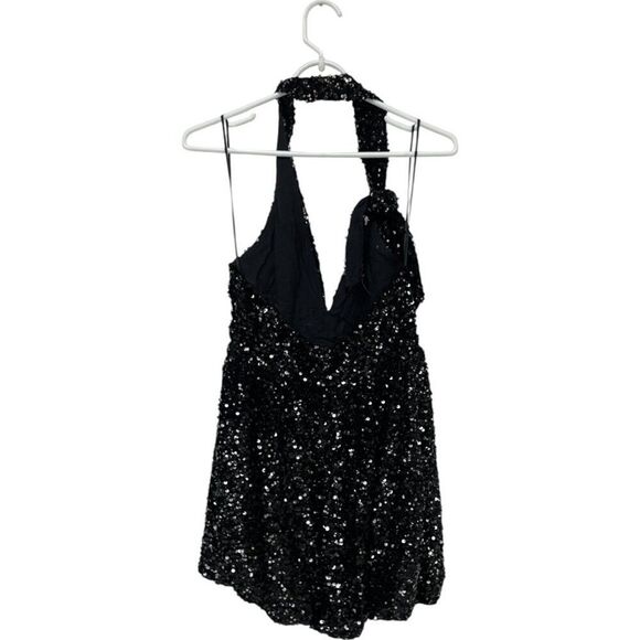 Zara Women Mini Dress XS Black Sequin Halter Party Cocktail 9808/574 NWOT - Picture 5 of 11